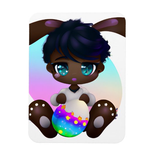 Magnet Flexible Chocolat Pâques Melanin Bunny Baby Rabbit Melanin (Vertical)