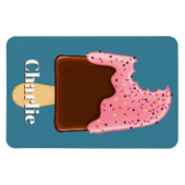 Magnet Flexible Chocolat Popsicle nom personnalisé et aimant coule (Horizontal)