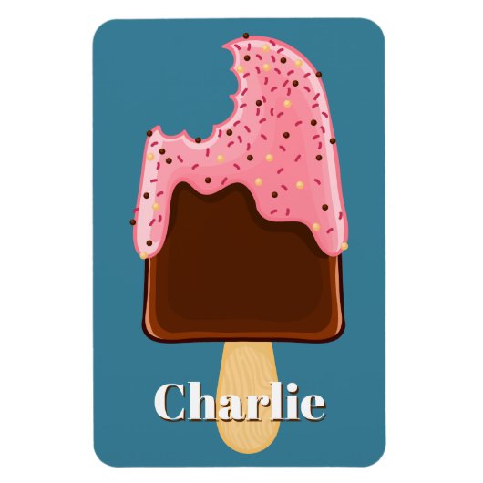 Magnet Flexible Chocolat Popsicle nom personnalisé et aimant coule (Vertical)