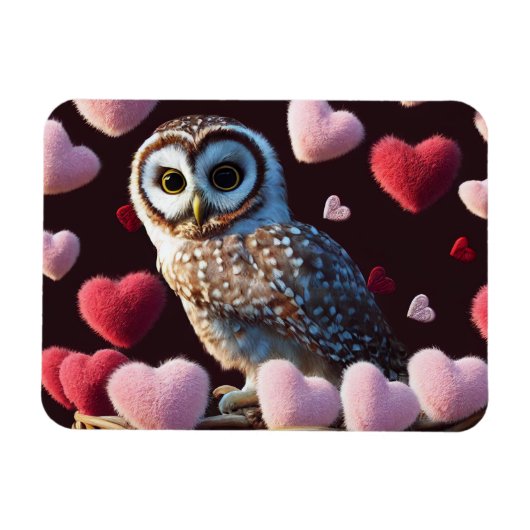 Magnet Flexible Chouette avec aimant Coeur Fuzzy (Horizontal)