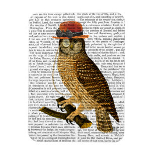 Magnet Flexible Chouette avec Casquette Bowler style Steampunk