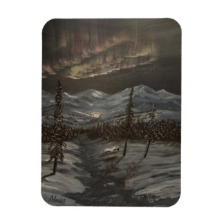 Magnet Flexible Chouette des neiges et aurores boréales