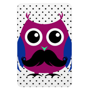 Magnet Flexible Chouette drôle rétro avec Moustache guidon