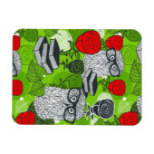 Magnet Flexible Chouette en roses rouges (Horizontal)