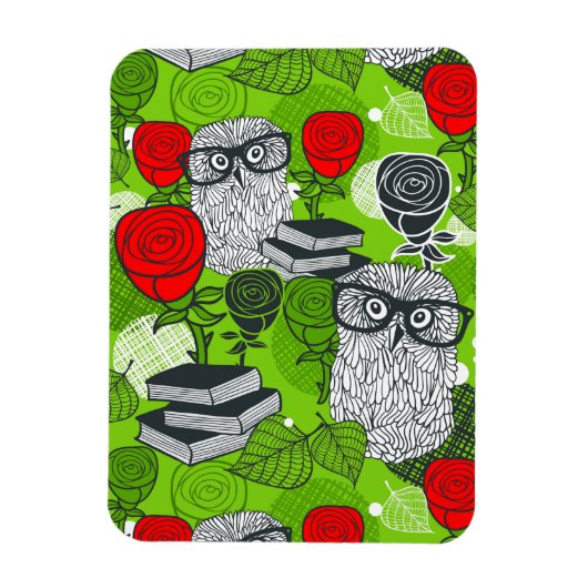 Magnet Flexible Chouette en roses rouges (Vertical)