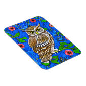Magnet Flexible Chouette inspirée de l'Art Nouveau, Brown sur Bleu (Côté Droit)