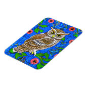 Magnet Flexible Chouette inspirée de l'Art Nouveau, Brown sur Bleu (Côté Gauche)