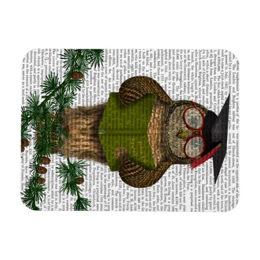 Magnet Flexible Chouette Lecture Sur Branche (Horizontal)