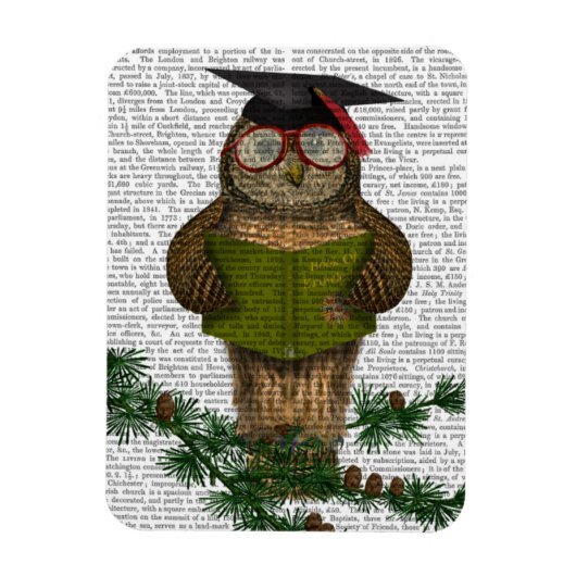 Magnet Flexible Chouette Lecture Sur Branche (Vertical)