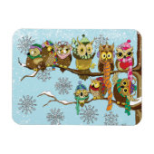 Magnet Flexible Chouette mignonne Snowflakes d'hiver (Horizontal)