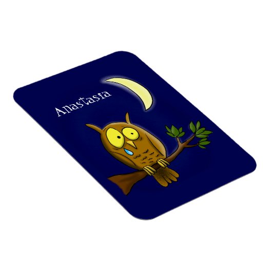 Magnet Flexible Chouette triste avec larmes et lune manquant ton d (Côté Droit)