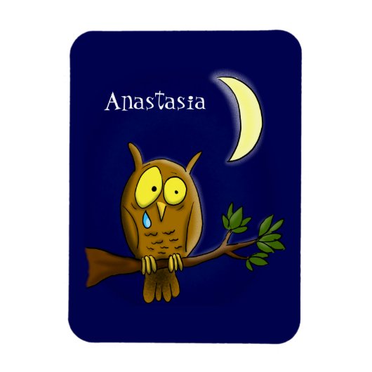 Magnet Flexible Chouette triste avec larmes et lune manquant ton d (Vertical)