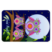 Magnet Flexible Chouettes pleine lune, puissance fleurie avec le t (Horizontal)
