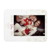 Magnet Flexible Christmas Golden Snowflakes & Holly Custom Photo (Horizontal)