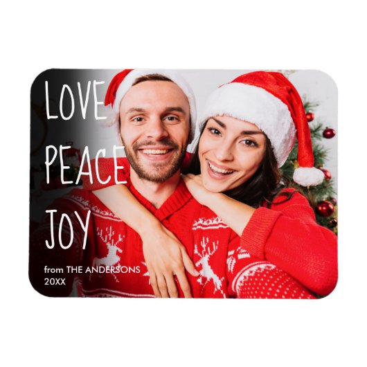 Magnet Flexible Christmas Love Peace Joy Modern Photo Holiday (Horizontal)