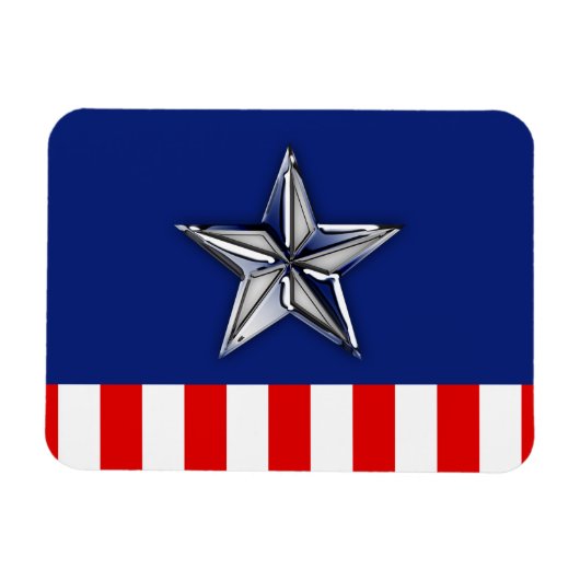 Magnet Flexible Chrome Comme Silver Star Festive Couleurs patrioti (Horizontal)