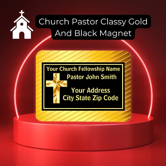 Magnet Flexible Church Pastor Classy Or Et Noir