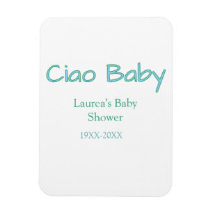 Magnet Flexible ciao bébé bleu vert pastel baby shower nom date 