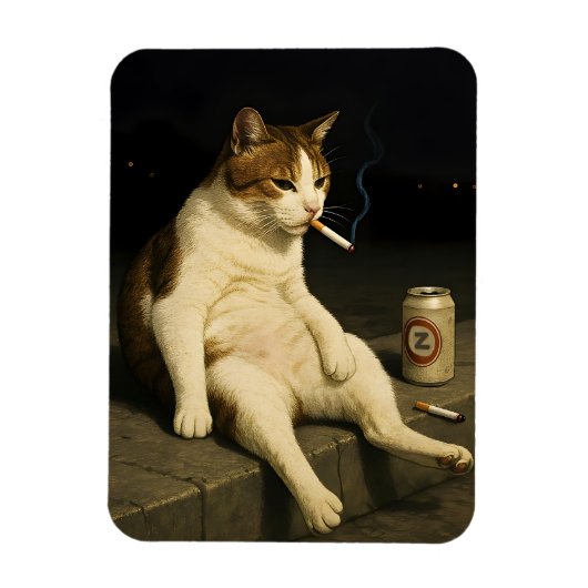 Magnet Flexible Cigarette Kitten Funny Smoking Cat Gen Z Meme (Vertical)