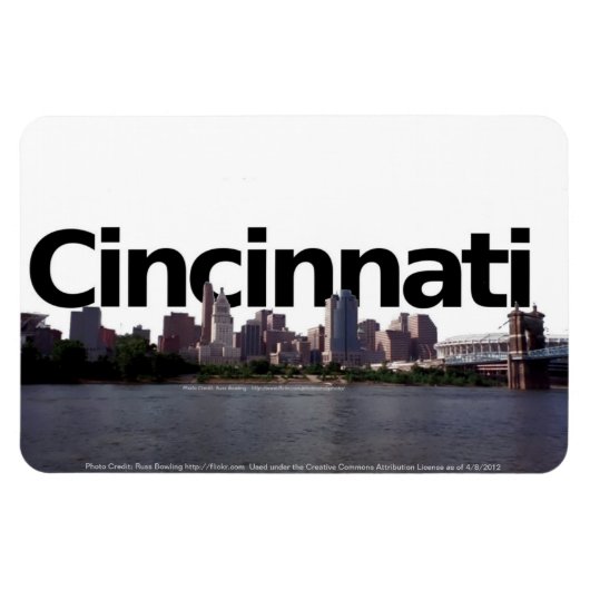 Magnet Flexible Cincinnati Skyline avec Cincinnati dans le ciel (Horizontal)