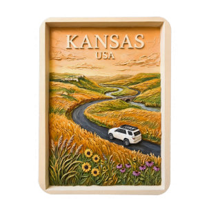 Magnet Flexible Circuit routier vintage dans la prairie du Kansas,