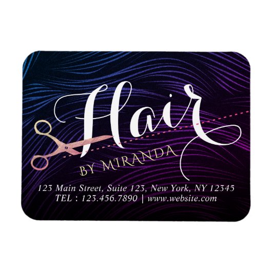 Magnet Flexible Ciseaux Rose Gold Coiffeur Coiffeuse Beauté (Horizontal)