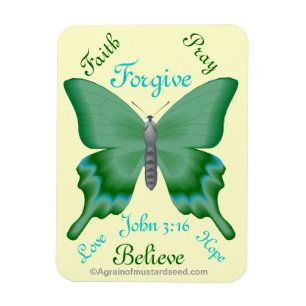 Magnet Flexible Citation de la Bible Papillon Prière Foi Croire