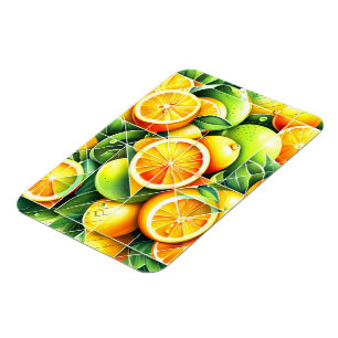 Magnet Flexible Citron orange botanique citrus géométrique