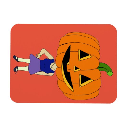 Magnet Flexible citrouille chef chibi fille (Horizontal)