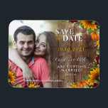 Magnet Flexible Citrouille d'automne Rose rustique Tournesol Magne<br><div class="desc">Citrouille d'automne Rose rustique Tournesol Magnet photo. Éditez les détails et insérez votre photo préférée et votre fait!</div>