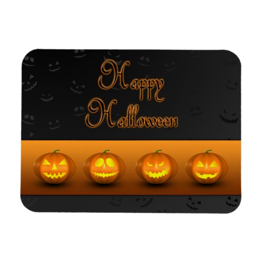 Magnet Flexible Citrouilles d'Halloween Jack-o-Lantern (Horizontal)