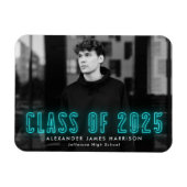 Magnet Flexible Classe Cyan Neon moderne de 2025 - Diplôme photo (Horizontal)