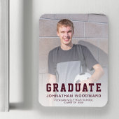 Magnet Flexible Classe de 2025 Photo Burgundy Grad Faire-part