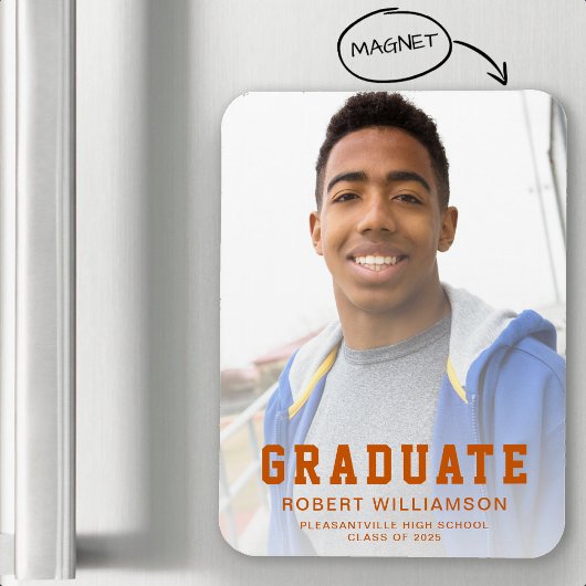 Magnet Flexible Classe de 2025 Photo Burnt Orange Graduation