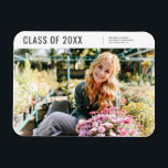 Magnet Flexible Classe de 20XX Moderne Minimaliste Photo Graduatio<br><div class="desc">Le design est composé de la typographie sans serif simple. Ajoutez une photo personnalisée. Disponible ici : http://www.zazzle.com/store/selectpartysupplies</div>