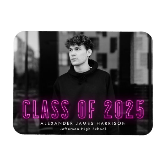 Magnet Flexible Classe Magenta Neon moderne de 2023 - Diplôme Phot (Horizontal)