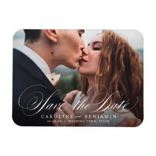 Magnet Flexible Classic calligraphy photo wedding save the date ma