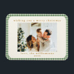 Magnet Flexible Classic Green Plaid Custom Two Photo Noël<br><div class="desc">Classic mignon Vert En vichy Plaid Personnalisé Deux Photo Carte de vacances de Noël Magnet</div>