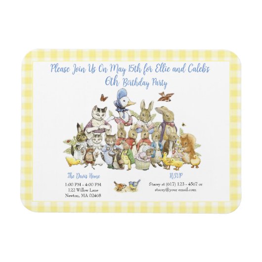 Magnet Flexible Classic Peter le lapin Anniversaire Fête Invitatio (Horizontal)