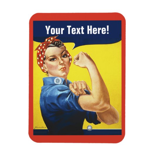 Magnet Flexible Classic Rosie le Riveter avec vos mots (Vertical)