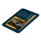 Magnet Flexible Classy Elegant Gold Text Graduate 1 Photo Dk Turqu (Côté Gauche)