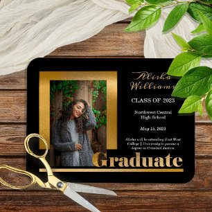 Magnet Flexible Classy Elegant Gold Texte Gradué 1 Photo Noir