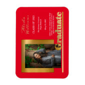 Magnet Flexible Classy Elegant Gold Texte Gradué 1 Photo Rouge (Vertical)