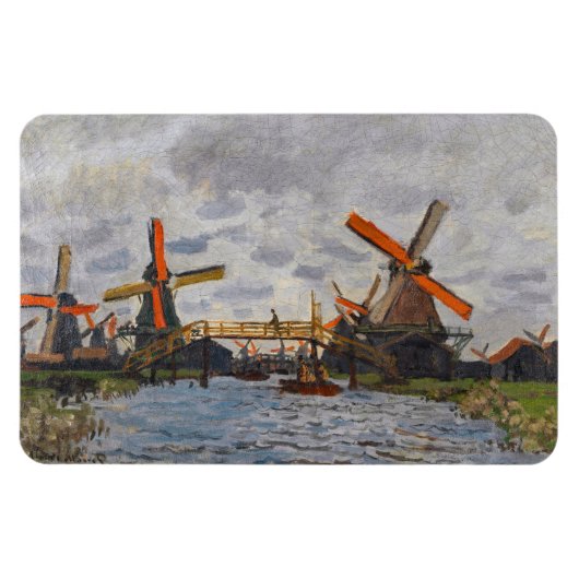 Magnet Flexible Claude Monet - Windmills près de Zaandam (Horizontal)