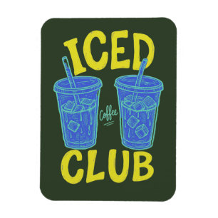 Magnet Flexible Club Café Glacé Bleu Jaune Été Amateur de Café