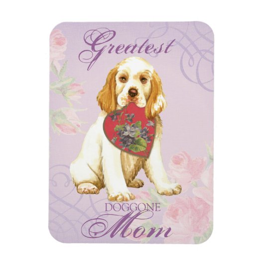Magnet Flexible Clumber Spaniel Heart Maman (Vertical)