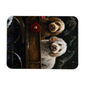 Magnet Flexible Cockapoo Traîneau enneigé Décoration de Noël (Horizontal)