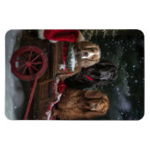 Magnet Flexible Cocker Spaniel Enneigé Luge Décor Noël (Horizontal)