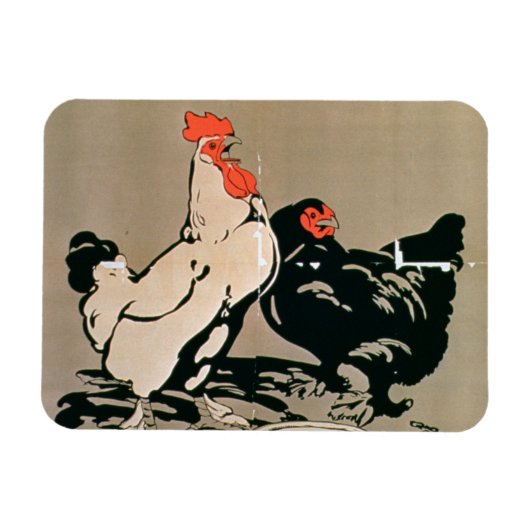 Magnet Flexible Cockerel et Hen (litho couleur) (Horizontal)