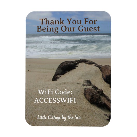 Magnet Flexible Code d'accès WiFi Maison de plage Maison côtière (Vertical)
